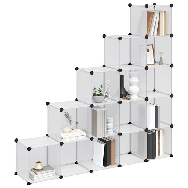 vidaXL Opbergmeubel met 15 vakken polypropeen transparant