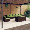 vidaXL 9-delige Loungeset met kussens poly rattan bruin