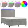 vidaXL Boxspring met matras en LED fluweel lichtgrijs 140x190 cm