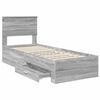 vidaXL Bedframe Grijs Sonoma en Zilver 75 x 190 cm Bewerkt hout