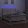 vidaXL Boxspring met matras en LED stof cr&egrave;mekleurig 160x200 cm