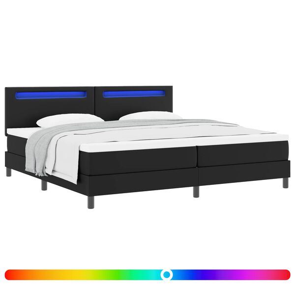 vidaXL Boxspringbed met matras met LED Zwart 200 x 200 cm Kunstleer