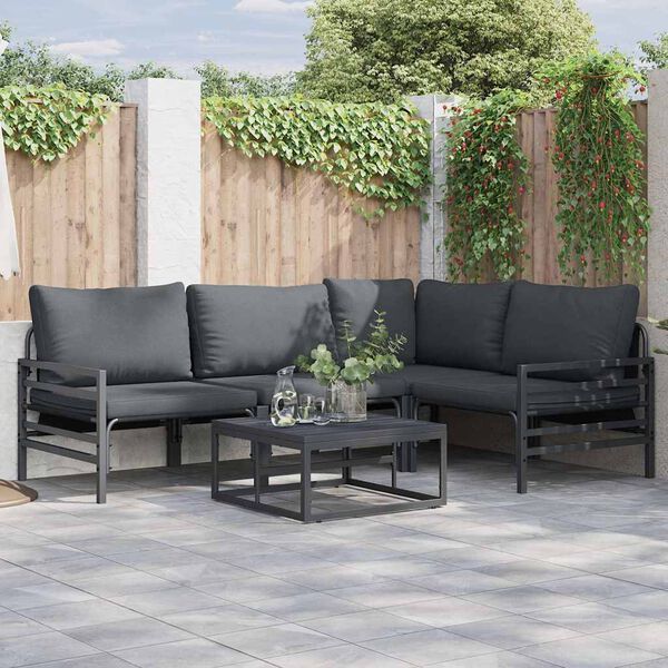 vidaXL Tuin Sofa Set met kussen 4 pcs Antraciet Staal