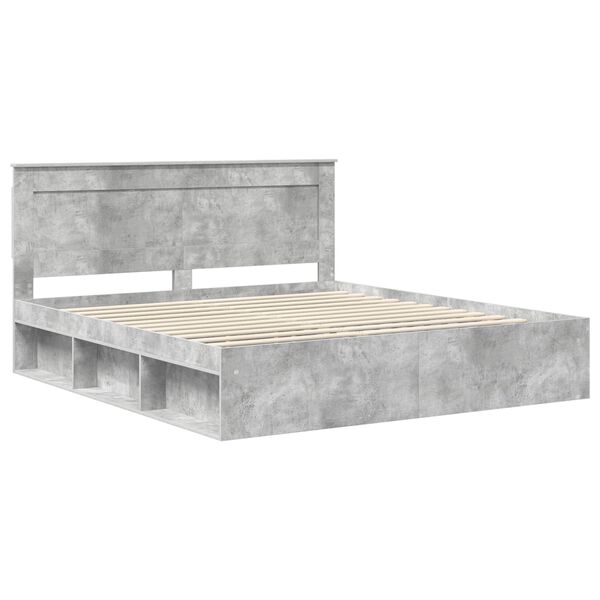 vidaXL Bedframe met hoofdeinde Beton 180 x 200 cm Massief grenenhout
