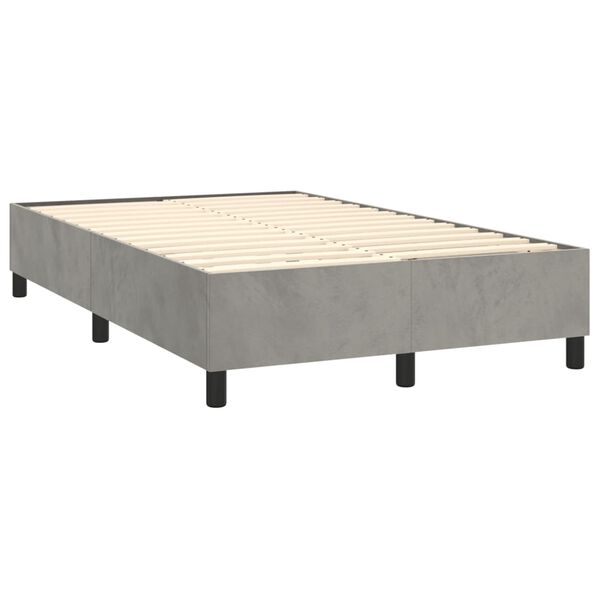 vidaXL Boxspring met matras fluweel lichtgrijs 120x190 cm
