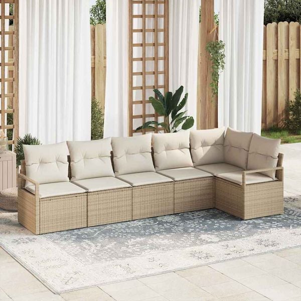 vidaXL Tuin Sofa Set met kussen met opslag 6 pcs Beige en Cr&egrave;me
