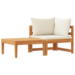 vidaXL 2-delige Loungeset met cr&egrave;mewitte kussens acaciahout