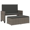 vidaXL Tuinbank met kussens en voetenbank poly rattan grijs