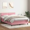 vidaXL Boxspring met matras fluweel roze 160x220 cm