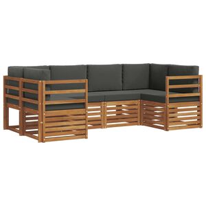 vidaXL Hoekbank Set met kussen 6 pcs Natuurlijk en Antraciet