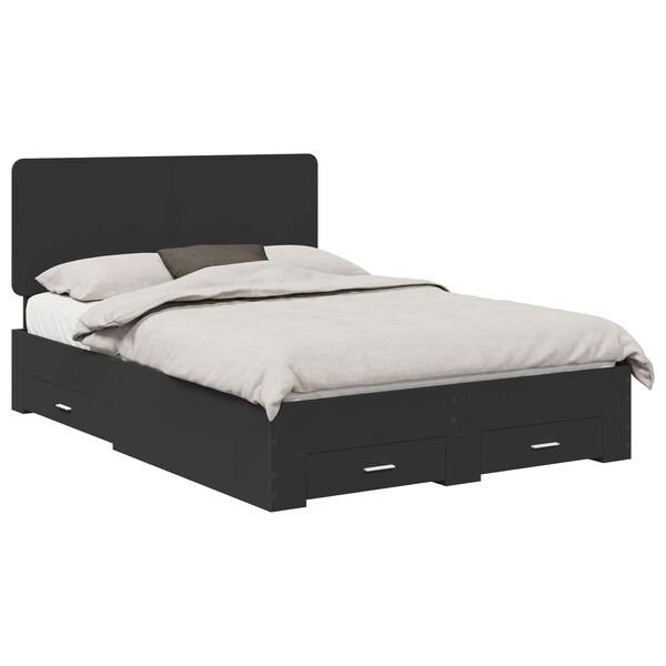 vidaXL Bedframe met hoofdeinde Zwart 140 x 190 cm Bewerkt hout