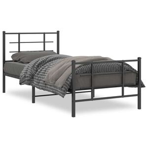 vidaXL Bedframe met hoofd- en voeteneinde metaal zwart 90x200 cm