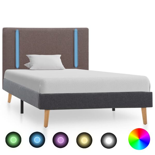 vidaXL Bedframe met LED stof taupe en donkergrijs 100x200 cm