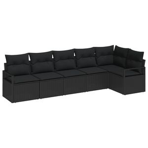 vidaXL Bankstel 6 pcs Zwart poly rattan