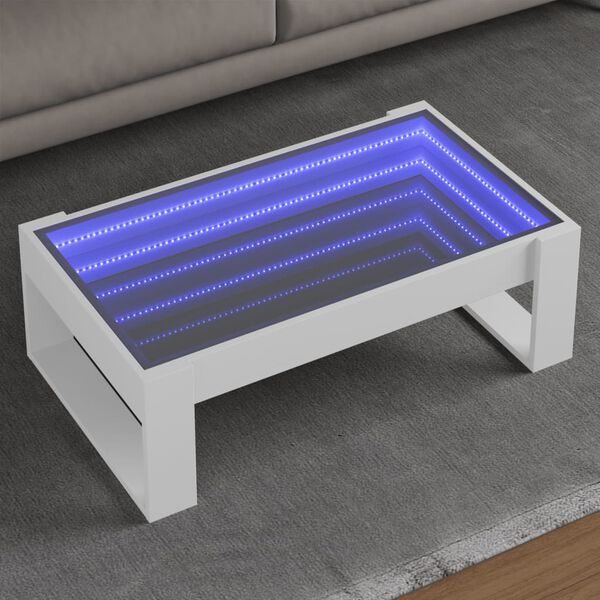 vidaXL Salontafel met Infinity LED 90x53x30 cm wit