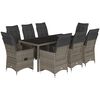 vidaXL 9-delige Bistroset met kussens poly rattan grijs