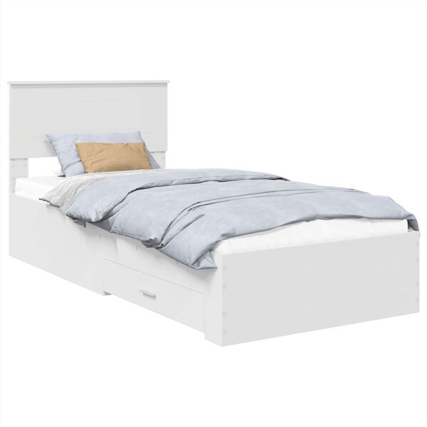 vidaXL Bedframe met hoofdeinde Wit en Zilver 75 x 190 cm Bewerkt hout
