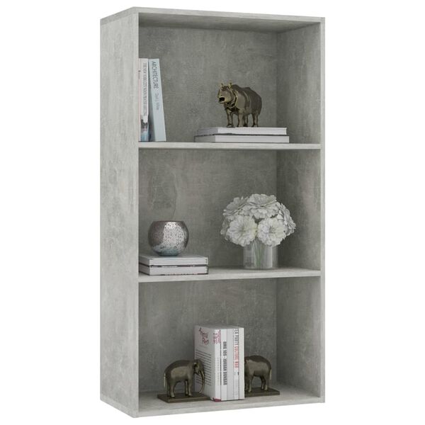 vidaXL Boekenkast met 3 schappen 60x30x114 cm bewerkt hout betongrijs