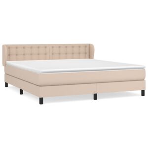 vidaXL Boxspring met matras kunstleer cappuccinokleurig 180x200 cm