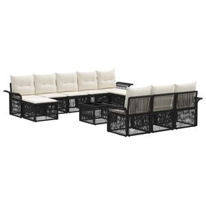 vidaXL Tuinbankenset 11 st Zwart poly rattan
