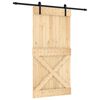 vidaXL Schuifdeur Naturel en Zwart 100 x 210 cm Massief Grenenhout