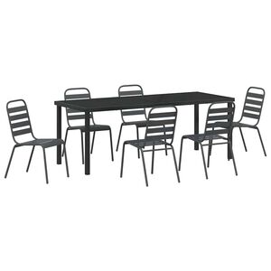 vidaXL Tuin eettafelset 7 st Antraciet Gepoedercoat staal