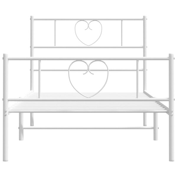 vidaXL Bedframe met hoofd- en voeteneinde metaal wit 107x203 cm