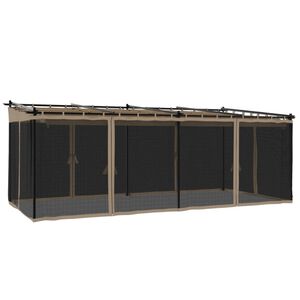 vidaXL Prieel met zijwanden van gaas 6x3 m staal taupe
