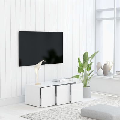vidaXL Tv-meubel 80x34x30 cm bewerkt hout hoogglans wit