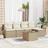 vidaXL Bankstel met kussen met opslag 6 pcs Beige en Cr&egrave;me poly rattan
