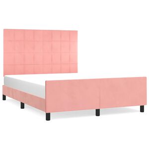 vidaXL Bedframe met hoofdeinde fluweel roze 140x200 cm