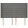 vidaXL Hoofdbord met randen 147x16x118/128 cm stof donkergrijs