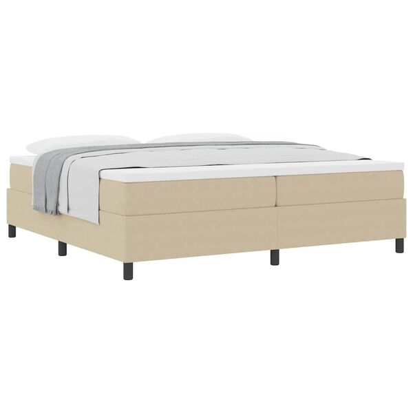 vidaXL Boxspringbed Lichtgrijs en wit. 200 x 200 cm Katoen Stof