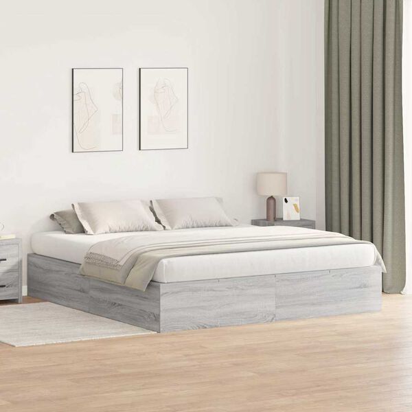 vidaXL Bedframe met opslag Grijs sonoma 200 x 200 cm Bewerkt hout