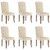 vidaXL Eetkamerstoelen 6 st linnen-look stof beige
