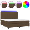 vidaXL Boxspring met matras en LED stof donkerbruin 160x200 cm