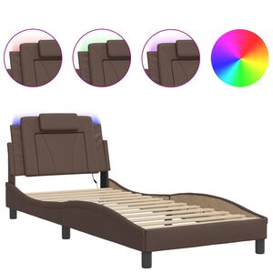 vidaXL Bedframe "Viana" met LED zonder matras bruin 80x200 cm