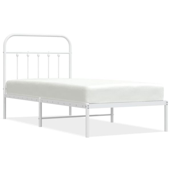 vidaXL Bedframe met hoofdbord metaal wit 90x200 cm