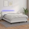 vidaXL Boxspring met matras en LED kunstleer wit 140x200 cm