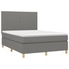 vidaXL Boxspring met matras en LED stof donkergrijs 140x190 cm