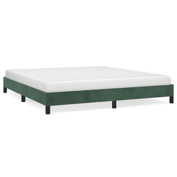 vidaXL Bedframe zonder matras 160x200 cm fluweel donkergroen