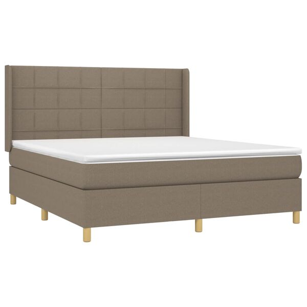 vidaXL Boxspring met matras en LED stof taupe 160x200 cm