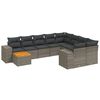 vidaXL 11-delige Loungeset met kussens poly rattan grijs