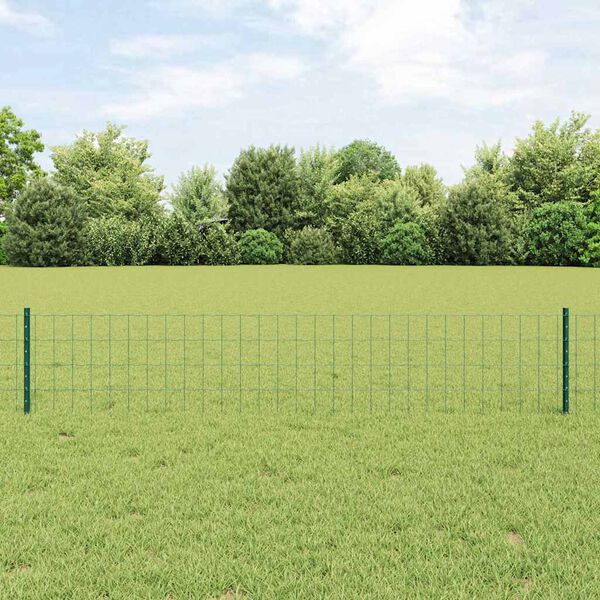 vidaXL Hek met Paal Groen 0,4 x 50 m Staal en PVC