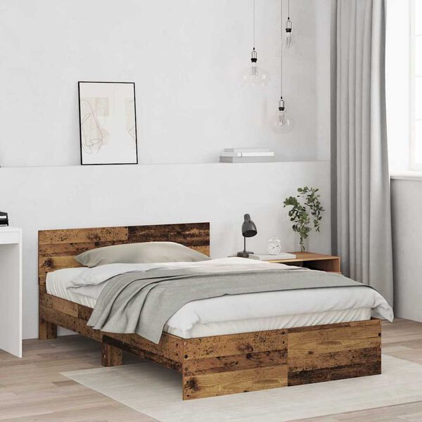 vidaXL Bedframe met hoofdeinde Oud Hout 203 x 185 x 70 cm Bewerkt hout