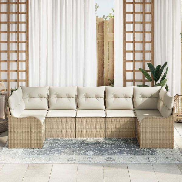 vidaXL Tuin Sofa Set Beige poly rattan