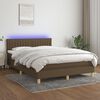 vidaXL Boxspring met matras en LED stof donkerbruin 140x190 cm