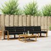 vidaXL Buiten bankenset met kussen 5 pcs Natuurlijk en Zwart