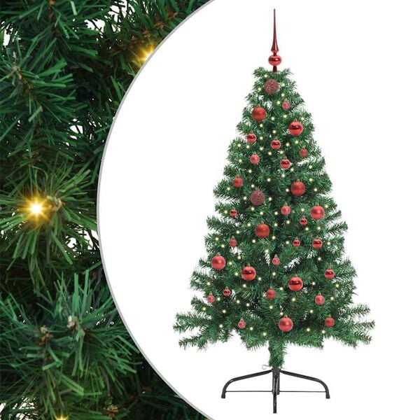 vidaXL Kunstmatig Voorverlicht Kerstboom met 150 LED Groen 150 cm PVC