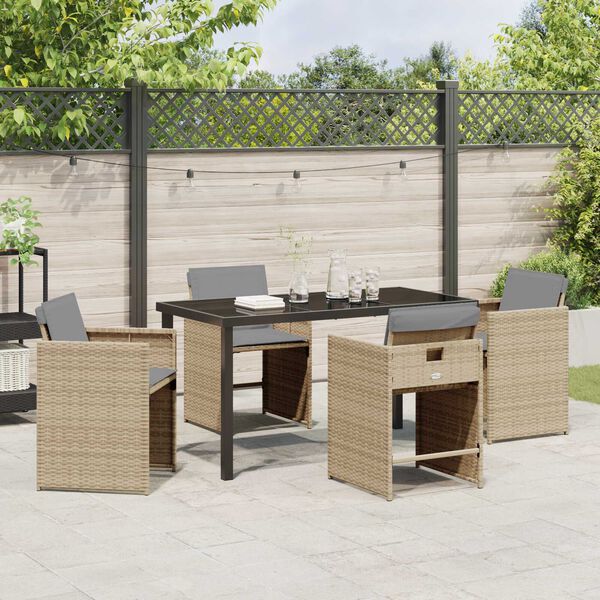 vidaXL Tuin eettafelset 5 pcs Beige poly rattan